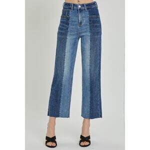 RISEN Mid-Rise Waist Two-Tones Jeans with Pockets - RDP5582X - Size 1XL